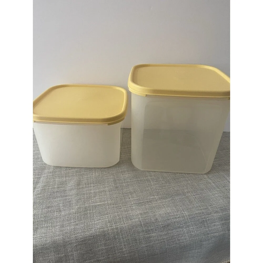 Tupperware 11Cups & 17 Cups Containers  Yellow Tops